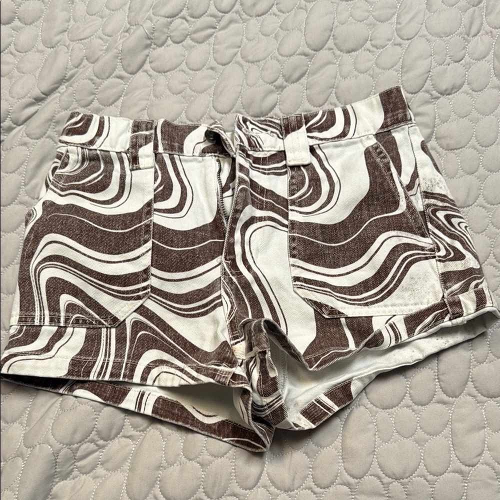 PacSun High Waist Brown and White Shorts